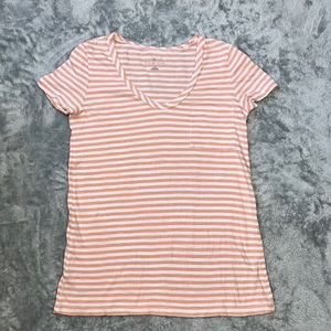 Caslon U-Neck T-Shirt in Coral Stripe